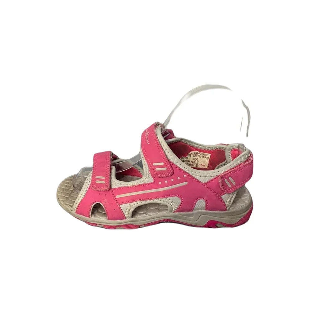 Eddie Bauer Girls Size 3 Pink & Beige Open-Toe Sandals With Adjustable Straps